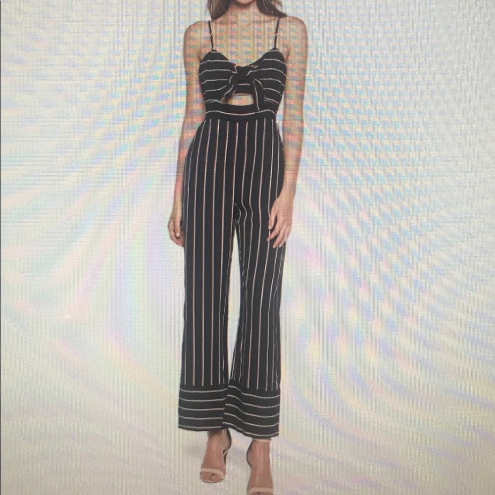 Bardot Lulu Jumpsuit in Navy Stripe